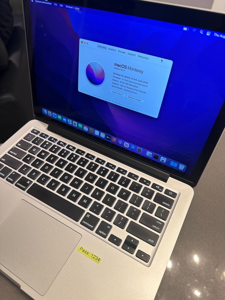 2015 Apple Macbook Pro Retina/Core i5 2.9Ghz /16GB/ Upgraded 512GB/$340