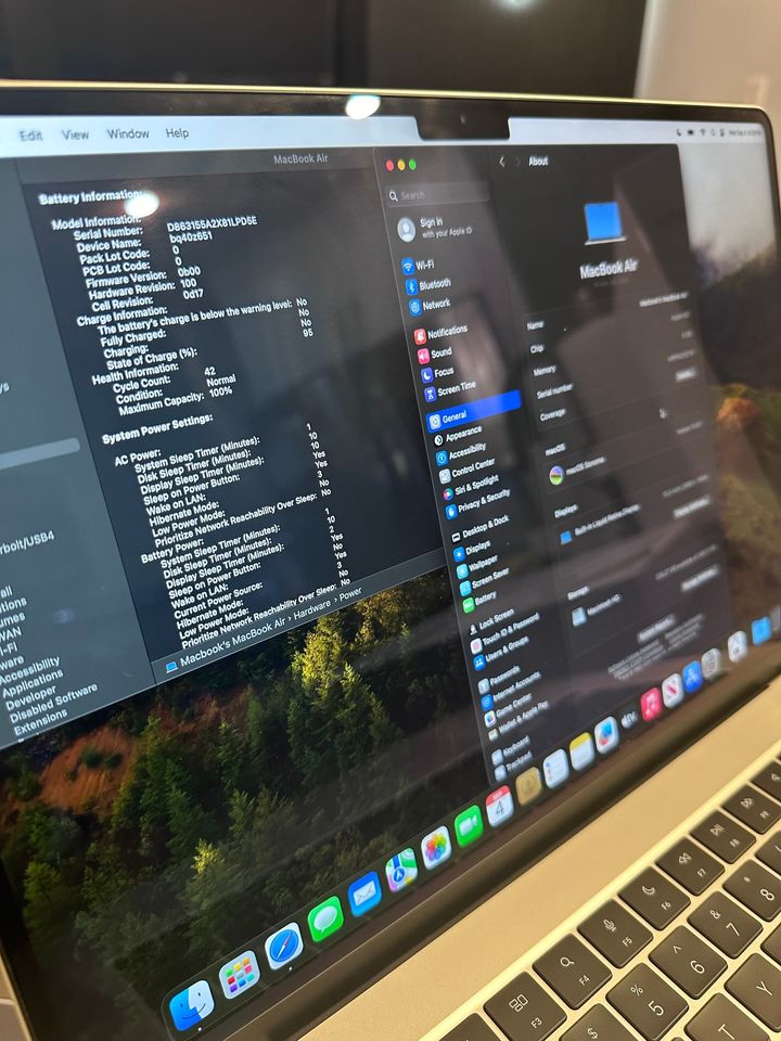 2023 Apple Macbook Air 15" Starlight/ M2 - 8 CORE/Sonoma/100% Battery