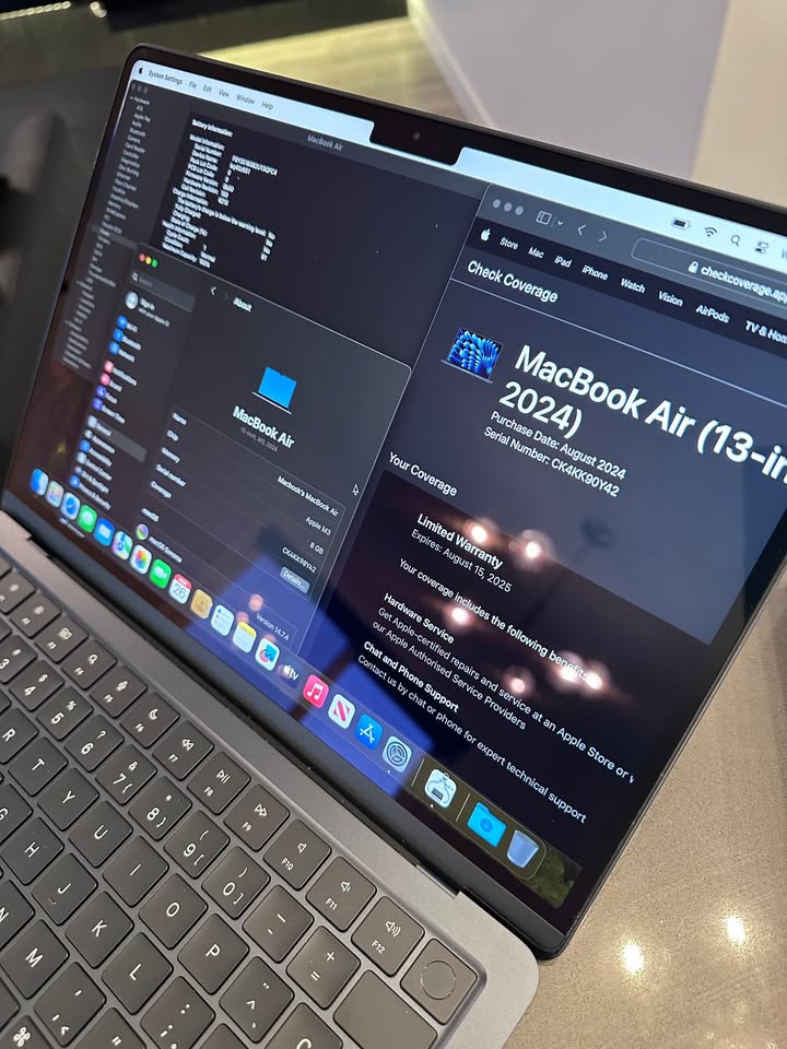 2024 Apple Macbook Air 13.6"/ M3 /100% Battery/1 Cycle!/WARRANTY Aug 15, 2025