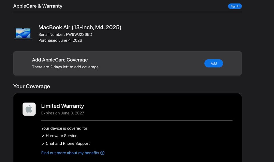 2025 Apple Macbook Air M4/ 16 GB RAM/ APPLE Warranty June 2027