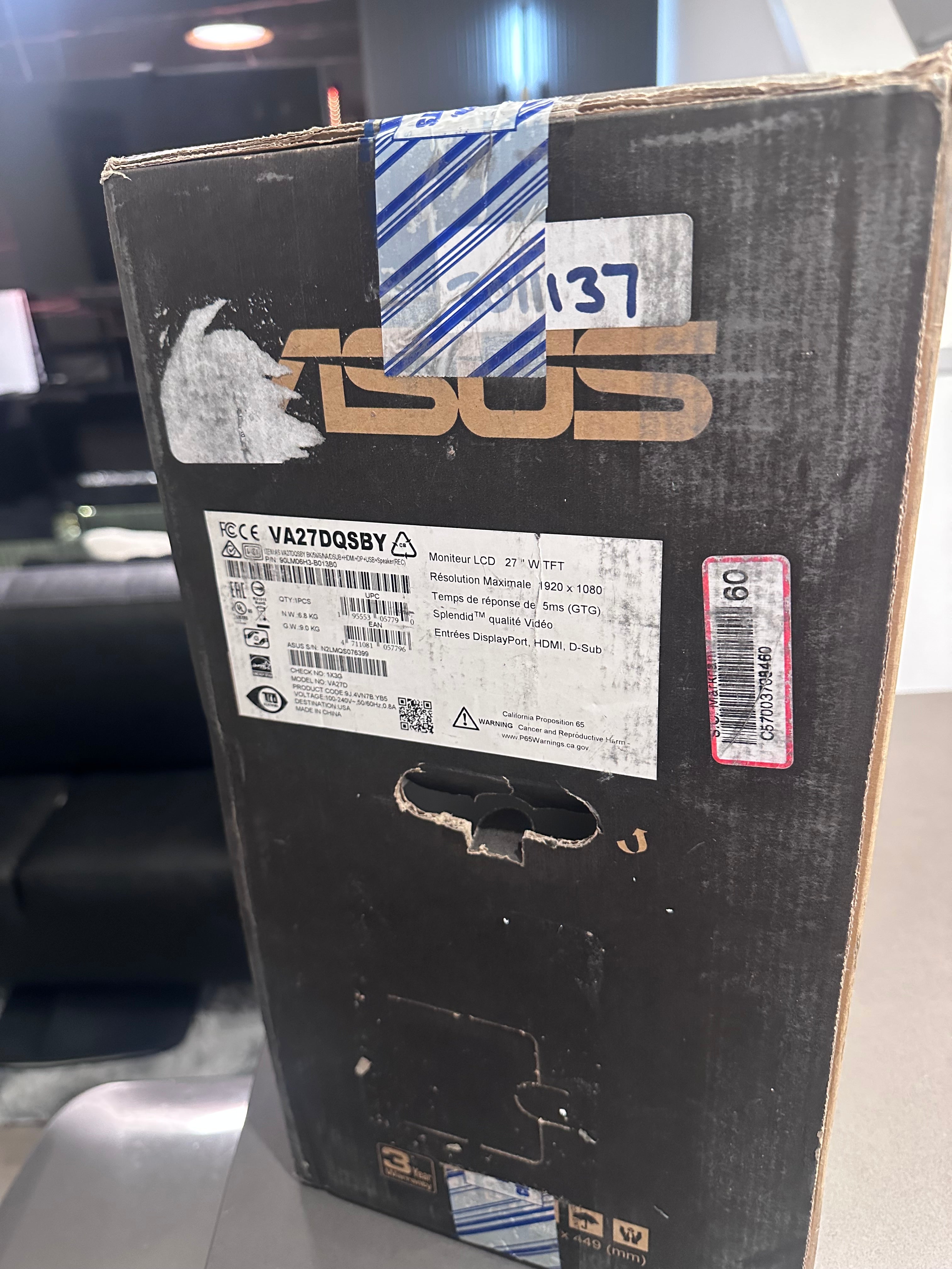 NEW Sealed - ASUS 27” Monitor, 1080P HDMI