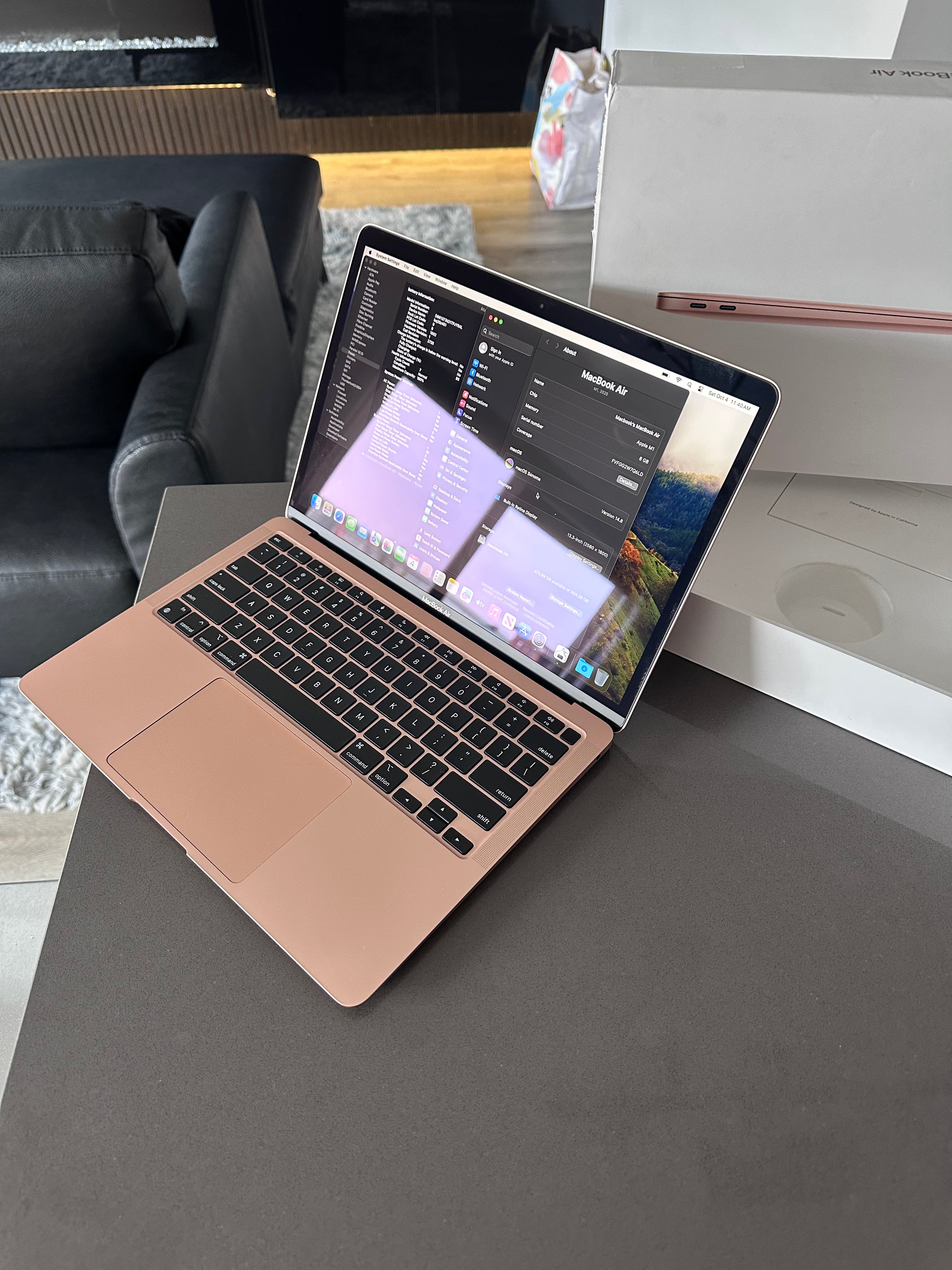 2020 Apple Macbook Air Gold- M1/ 512GB/ 100% Batt macOS Sonoma