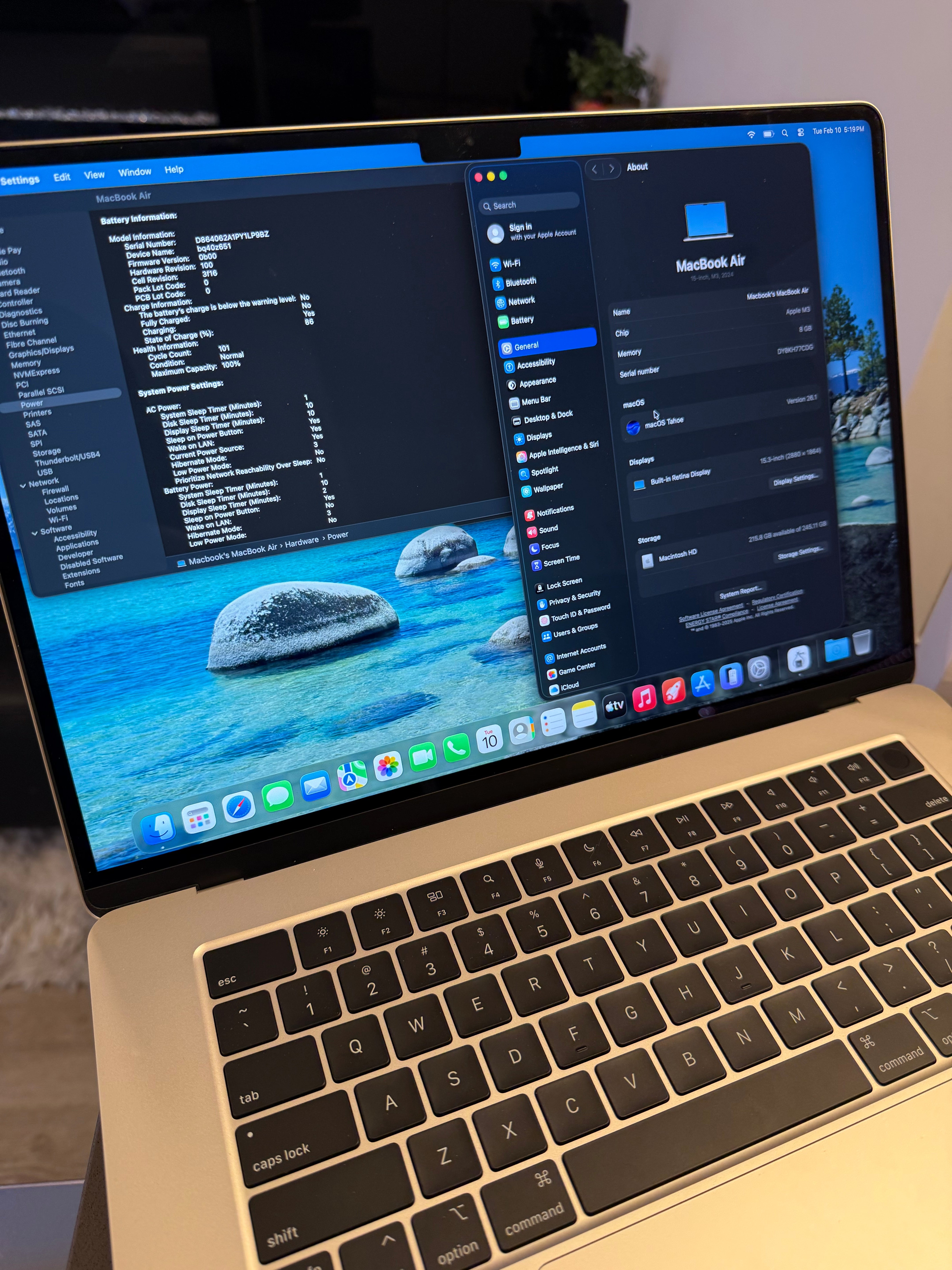 2024 Apple Macbook Air 15" Starlight/ M3 - 8 CORE/100% Battery