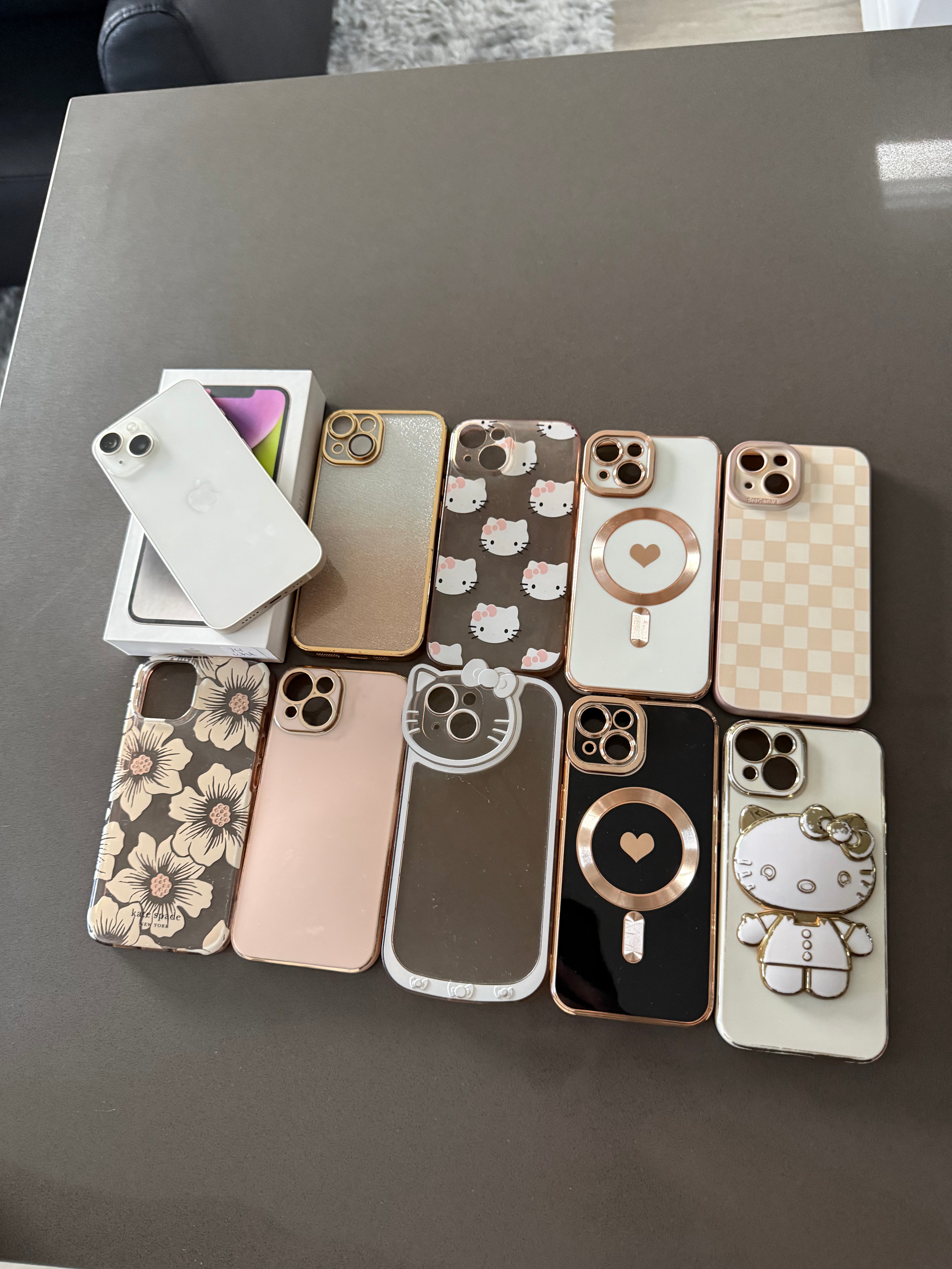 iPhone 14 White 128 GB Unlocked+ 9 Cases