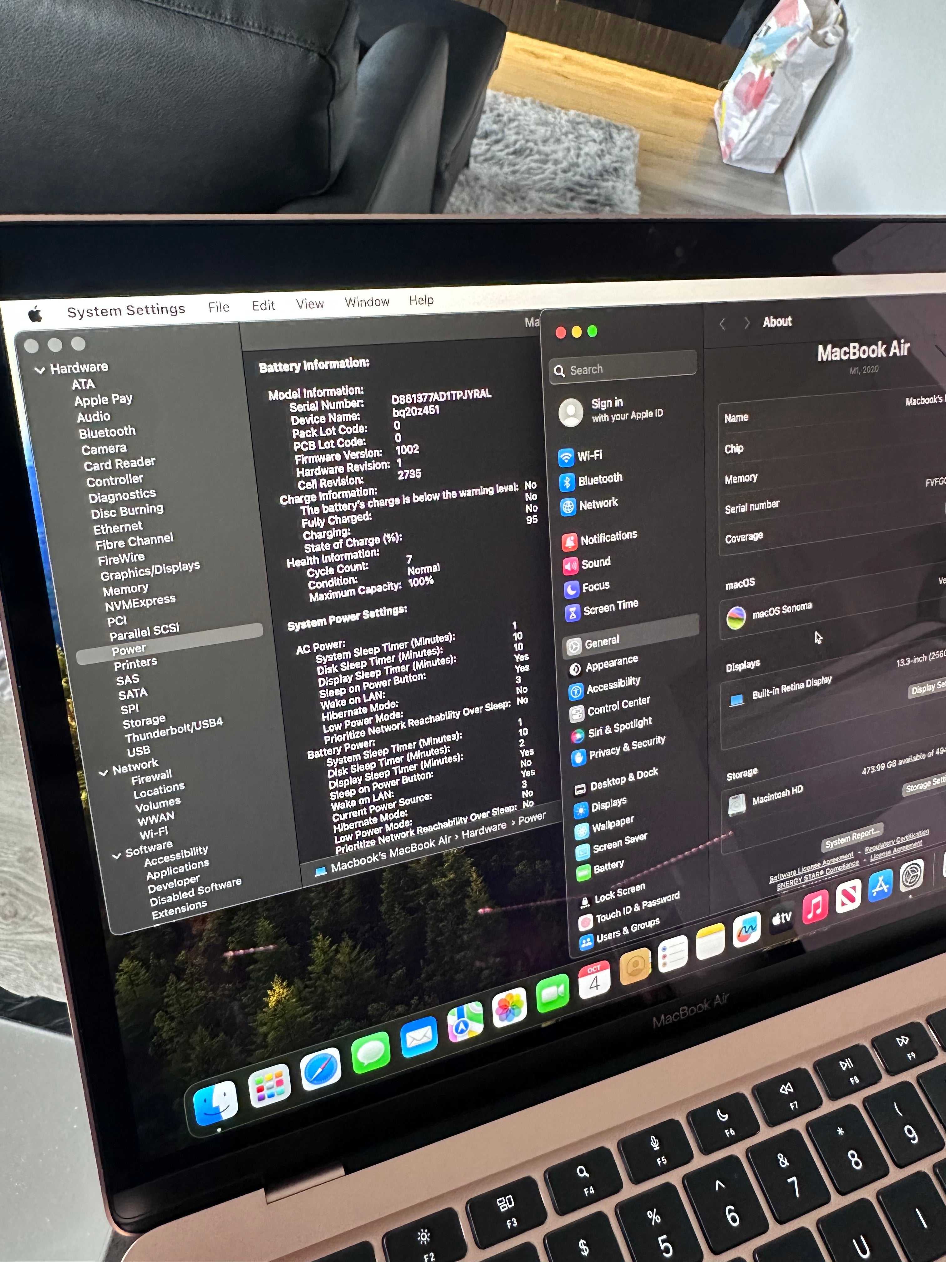 2020 Apple Macbook Air Gold- M1/ 512GB/ 100% Batt macOS Sonoma