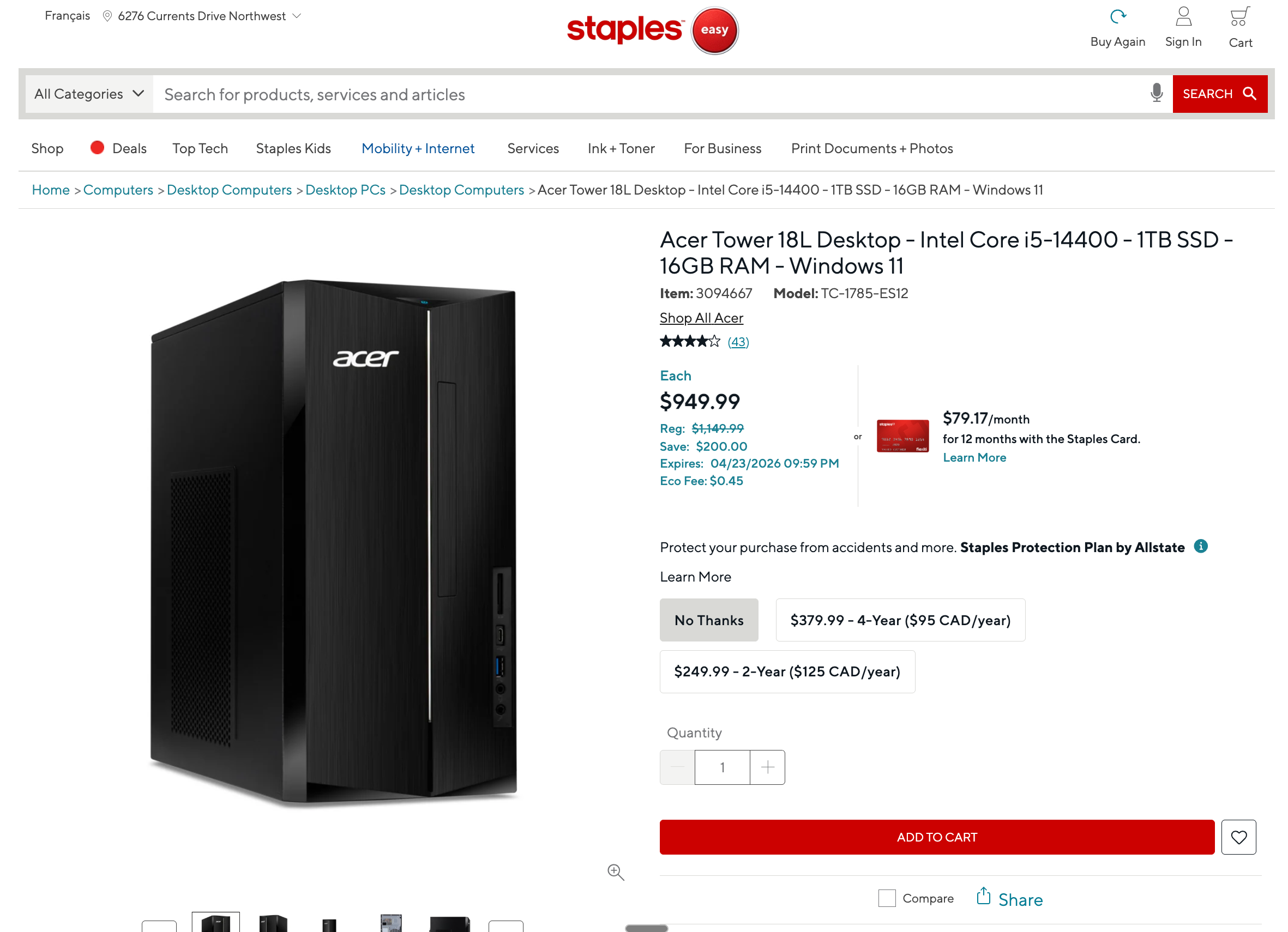 Mid 2025 - Acer Tower 18L Desktop - Intel Core i5-14400 10 CORE - 1TB SSD - 16GB RAM - Windows 11