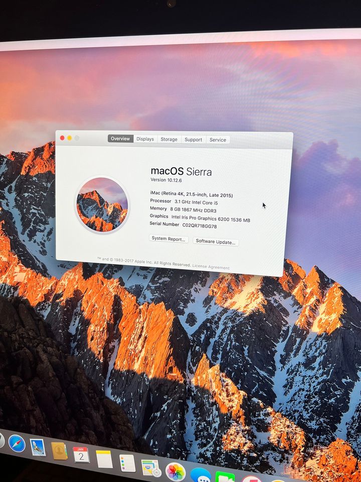 Apple iMac 4K 21.5" Retina/3.1Ghz QUAD Core i5/1 TB/8GB/ macOS Monterey